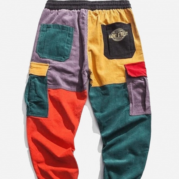 Aelfric Eden Men's Color Patchwork Cargo Pants Hip hop Joggers Streetwear Pants - Picture 3 of 4